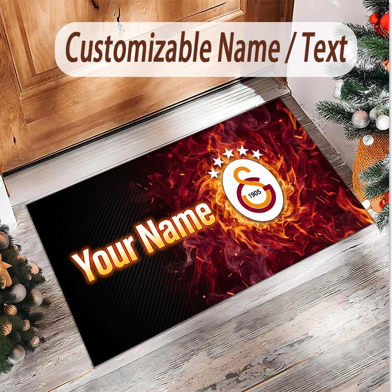 Personalized Crystal Velvet Carpet Galatasaray FC Pattern Non Slip Floor Rug