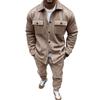 Men's European and American Autumn/Winter Suede Velvet Jacket and Casual Pants Set