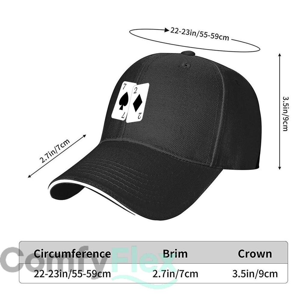 Classic Spade 7  Diamond 2 Card pattern Sandwich Baseball Cap For WoUnisexs Unisex FeUnisex Beach Dad Hat