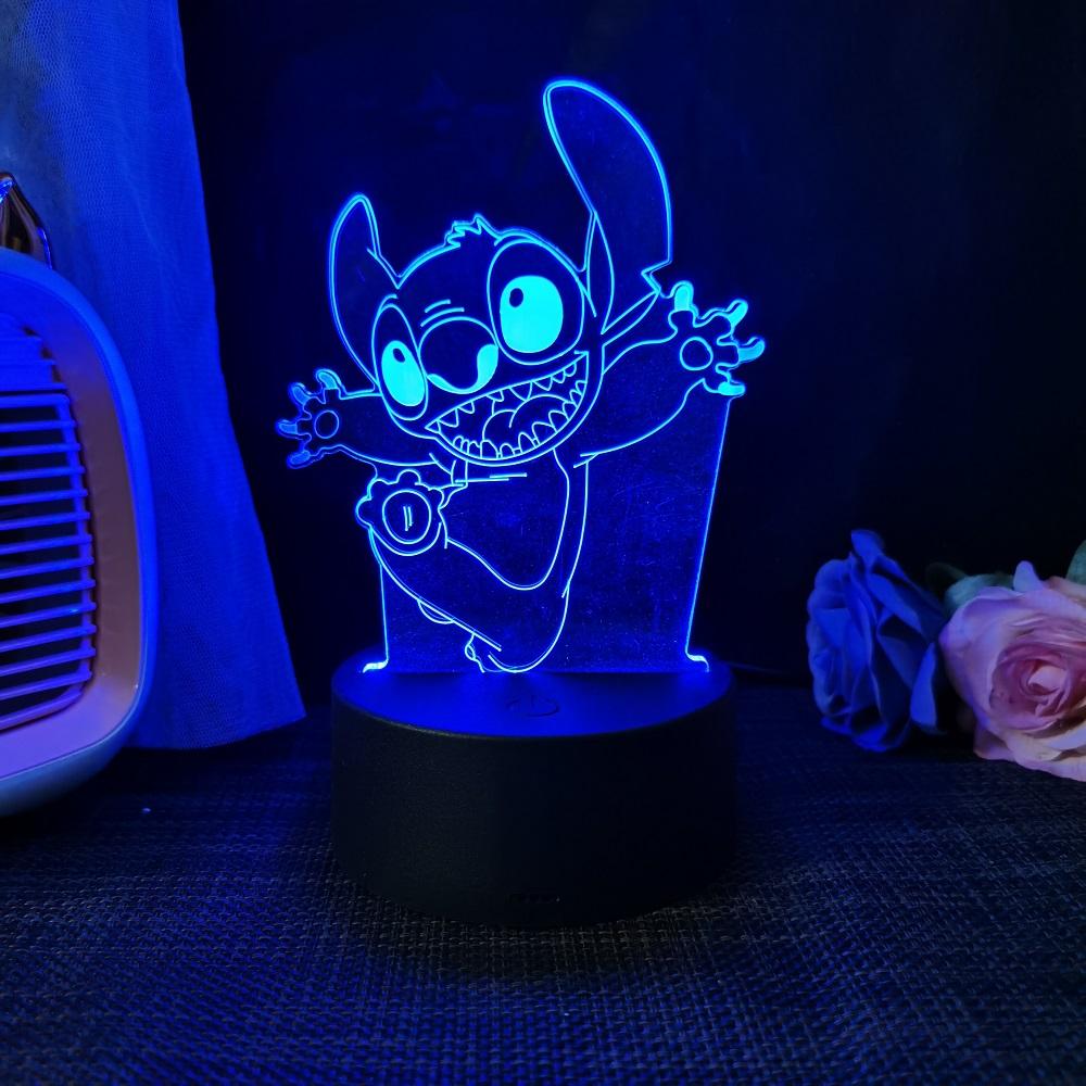 Stitch 3D Acryl Illusion Nachtlicht 16 Farbwechselnde Dekorationslichter Mit Fernbedienung Weihnachten Geburtstag Dekoration Geschenk