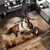 Pinto Paint Running Horse Dust Storm Print Area Rug Wildlife Animal Non Slip Rectangular Floor Mat Horse Lover Gaming Room Bedroom Decor Rug
