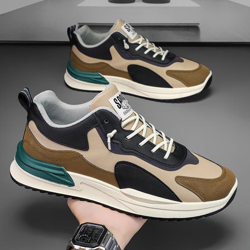 Spring Agassi-style Dad Shoes for Men, Hong Kong Style Casual Running Shoes, Trendy Height-increasing Sports Shoes for Men.