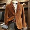 Men's Color Corduroy Warm Pocket Suit Jacket Cardigan Men's Casual Suit