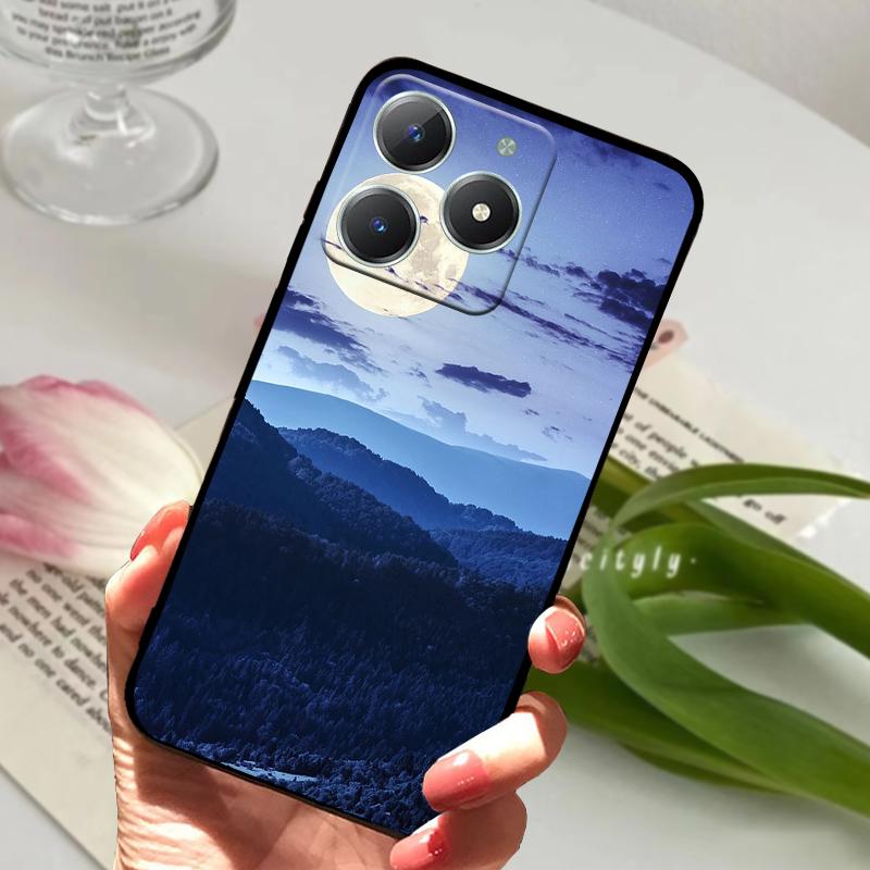 Pro Realme C61 Pouzdro RMX3939 Roztomilý Kreslený Měkký Silikon TPU Zadní Kryt Telefonu Pro OPPO Realme C63 4G Nárazuvzdorný Matný Coque Fundas
