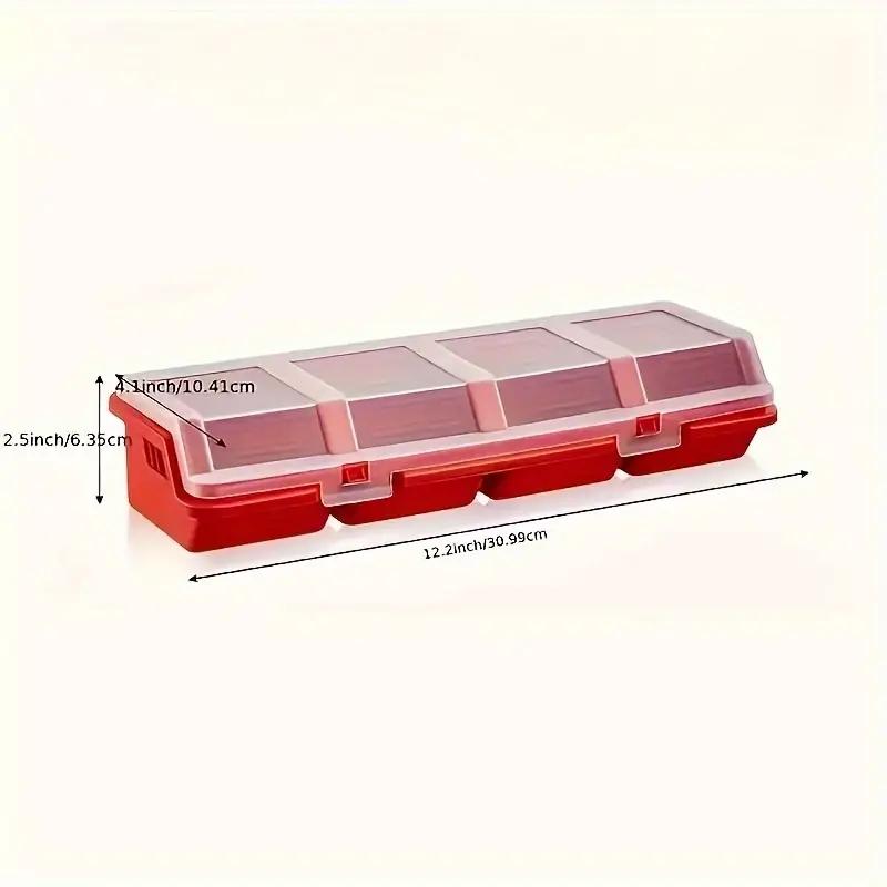 

1pc Parts Storage Box Plastic Screw Organizer Box with 4 Compartment Tool Part Container Bin with Lid Display Storage Case