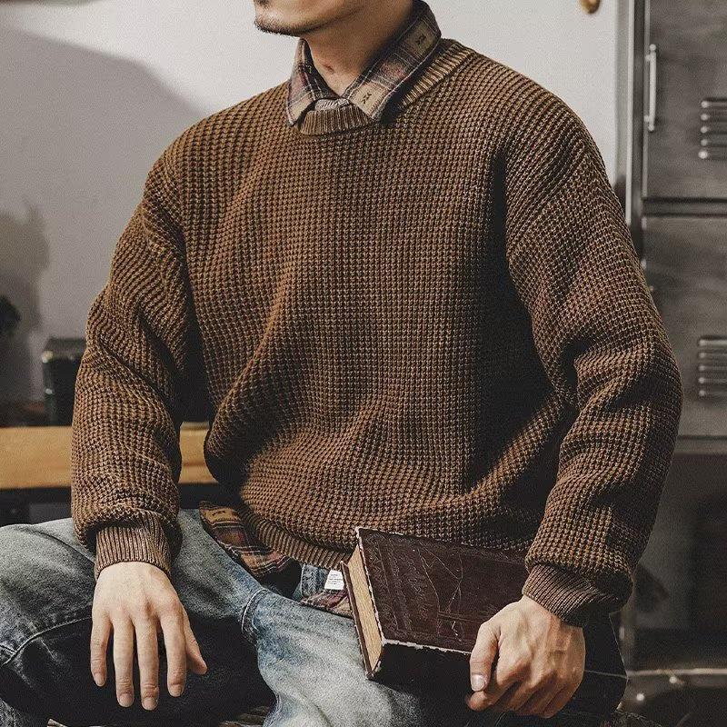 Men's Retro Heavy Washed Thick Sweater - Simple Winter Style