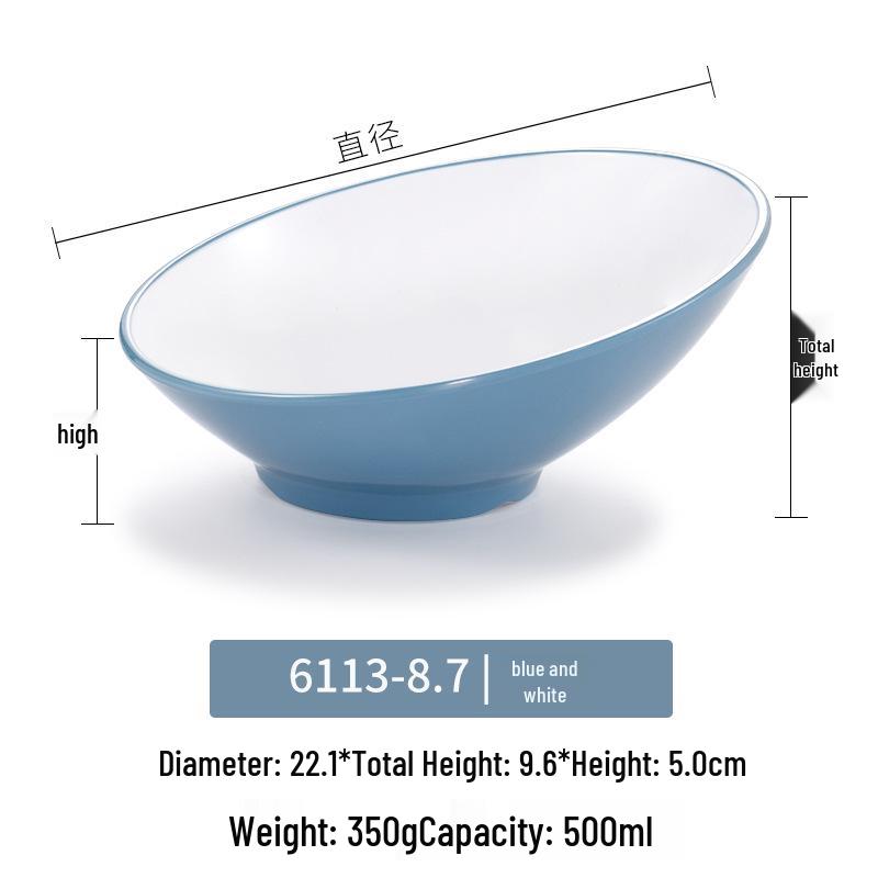 Velká šikmá melaminová mísa - Imitace porcelánu pro horký hrnec, salát a dochucovadla