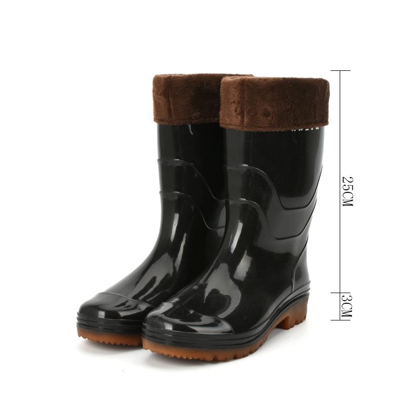 Water Shoes High Tube Rain Shoes Men's Medium Tube Beef Tendon Thick-soled Rain Boots Rubber Shoes