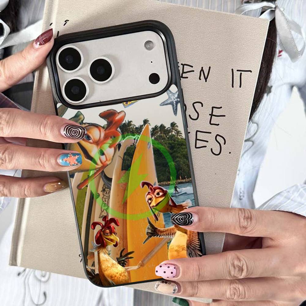 Chicken J-Joe Surf Magnetic Wireless Charge Phone Case For iPhone 14 13 12 11 15 16 17 Pro Max Magnetic Cover