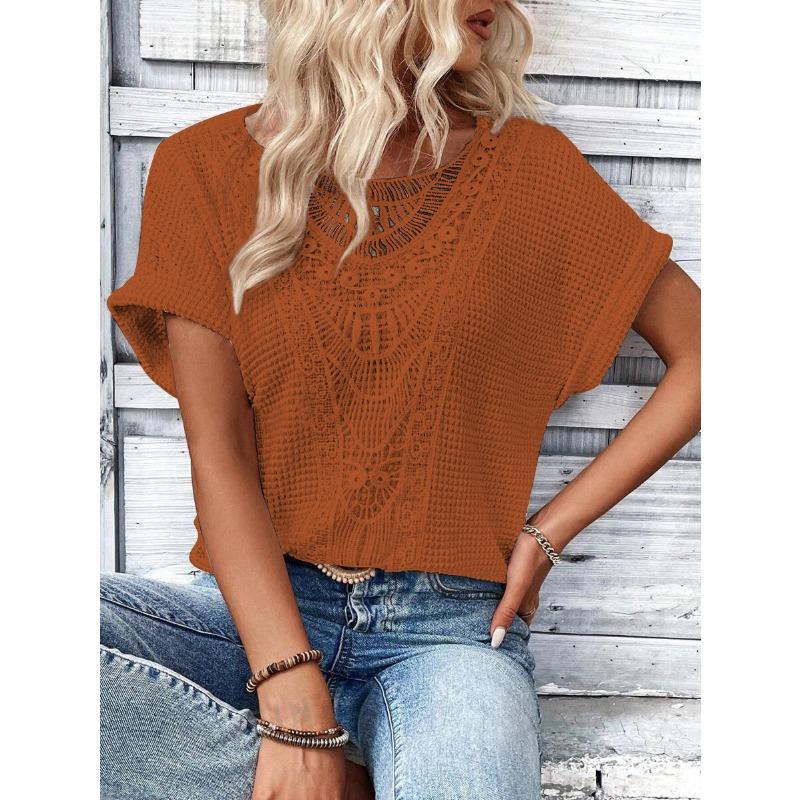 GMXIA Dámská móda Ležérní Jednobarevný Potisk Krátký rukáv O-výstřih Halenky a košile