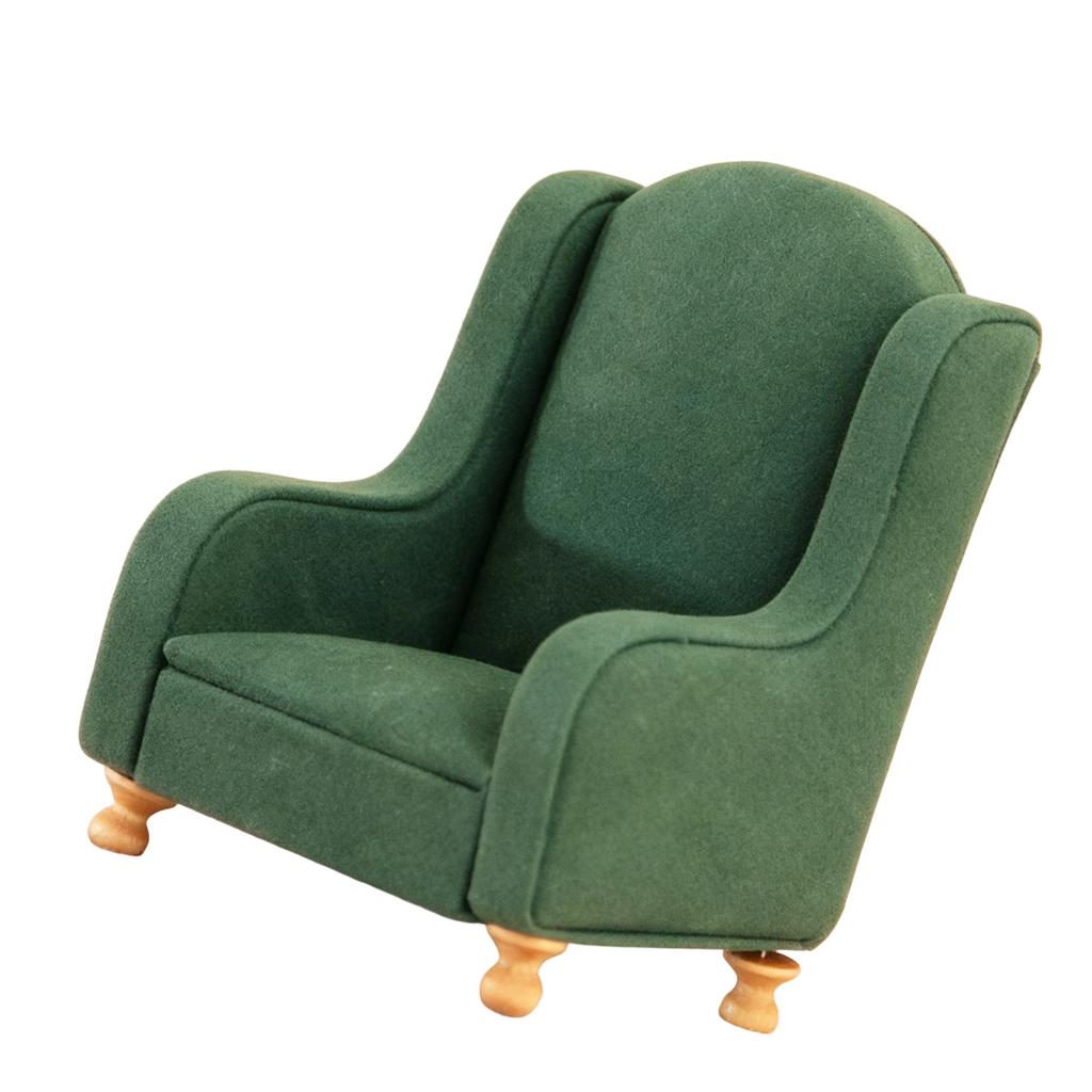 Miniature Sofa Model Figure 1/12 Scale Doll House Decoration Armchair with Washable Floral Fabric And Wood Frame Design