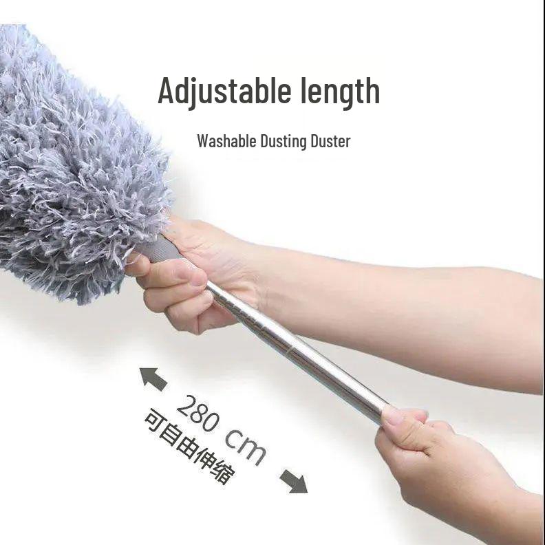 Retractable Chicken Feather Duster with Bendable Long Handle for Car and Home Cleaning