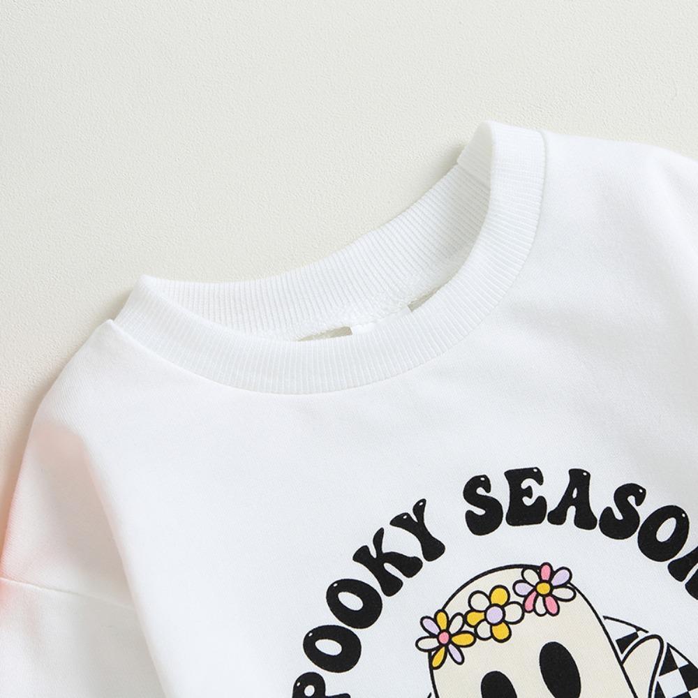 Herbst Baby Jungen Mädchen Halloween Strampler Kleidung Geist Brief Drucken Lange Hülse O-ansatz Sweatshirts Overalls