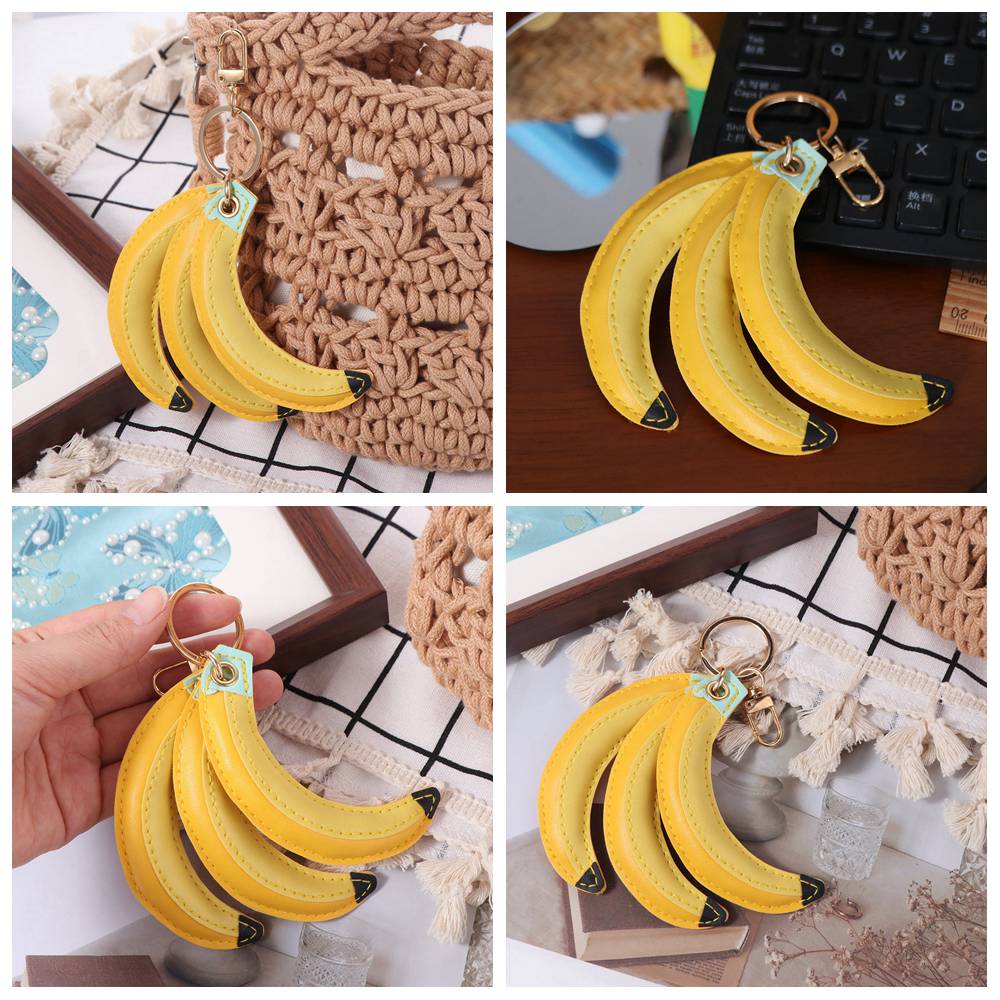 PU Banana Fruit Banana Keychain Cute Fashion Fruit Key Ring PU Leather Pendant Small Gift