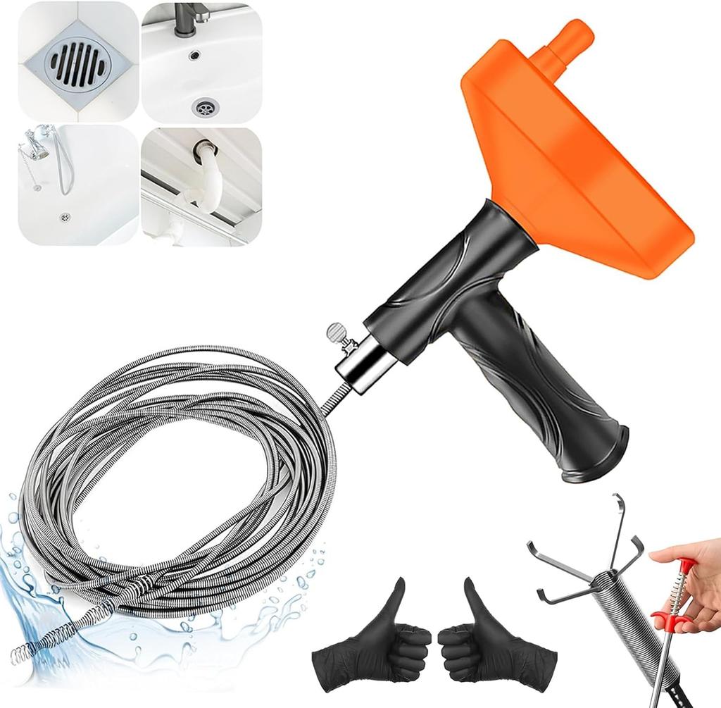 10m Pipe Cleaner Wire Set for Drain Drain Wire Pipe Clearance Toilet Clog Clearing Easy Screw Rotation To Clear Pipe Brush Pipes, Cleaning, Brush,