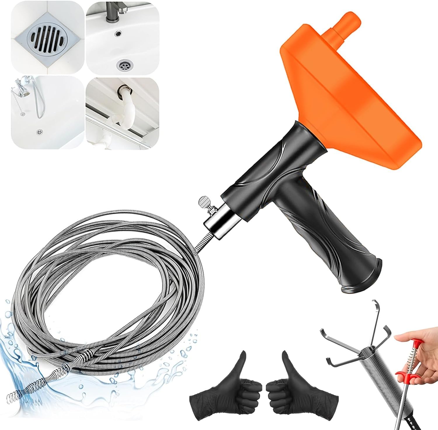 

Набор проволоки для чистки труб 10 м для прочистки слива, проволока для слива, прочистка труб, устранение засоров в туалете, легкое вращение винтом для прочистки трубы, ершик для труб, чистка, ершик, оранжевый