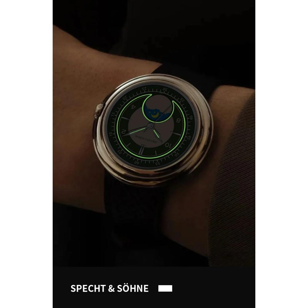 Specht & Söhne 2025 Men's Luxury Quartz Watch Genuine Leather Stainless Steel Japan Moon Phase 40MM Top Hot Wristwatch For Men
