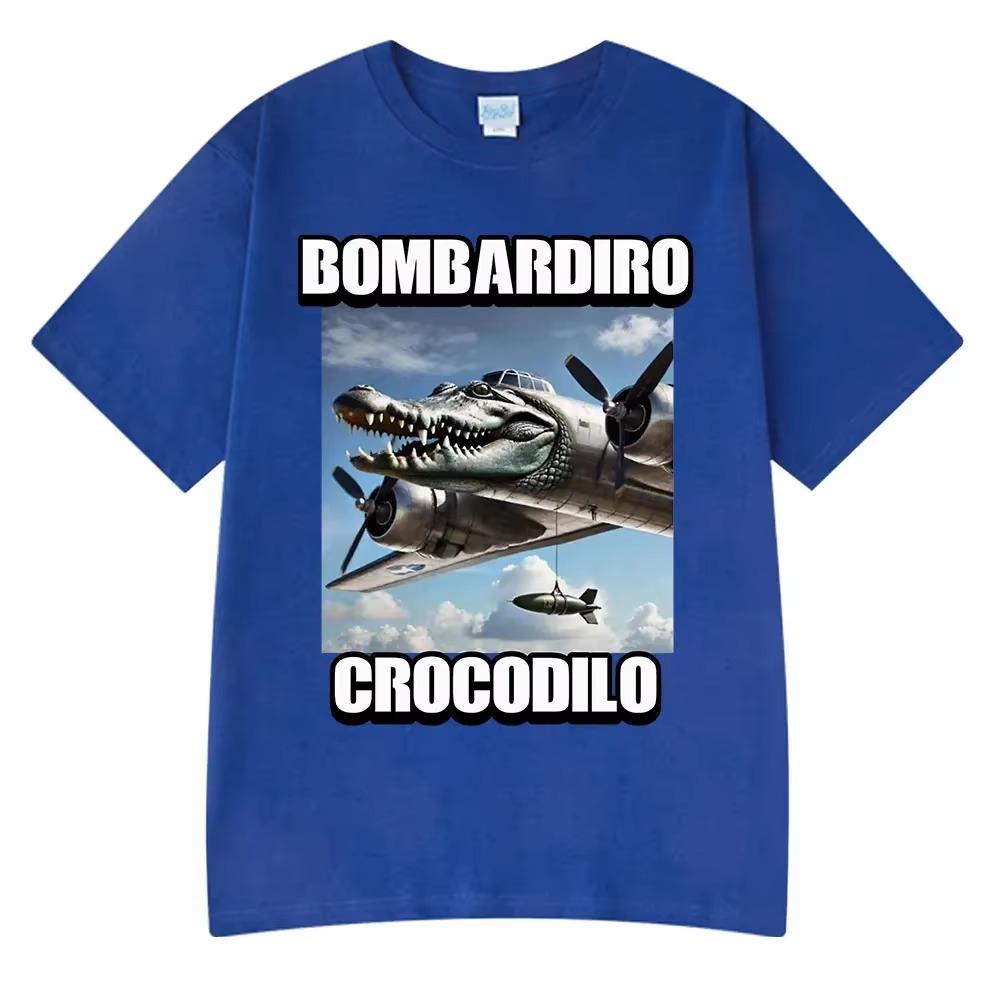 Bombardiro Crocodilo Crocodile Plane Bomber Funny Meme T-shirt Men Women Summer Casual  Comfort Short Sleeve T Shirts Tops
