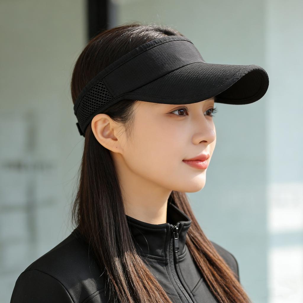 Summer flat top batten outdoor hat with edging and patchwork mesh sun hat, sweat-absorbing hat, all-in-one running hat