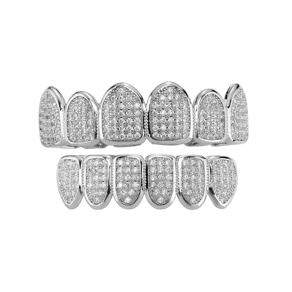 Hiphop Grillz Fashion Blue Body Jewelry Man Trendy Gold / Silver Copper With Zirconia Punk Dental Grillz
