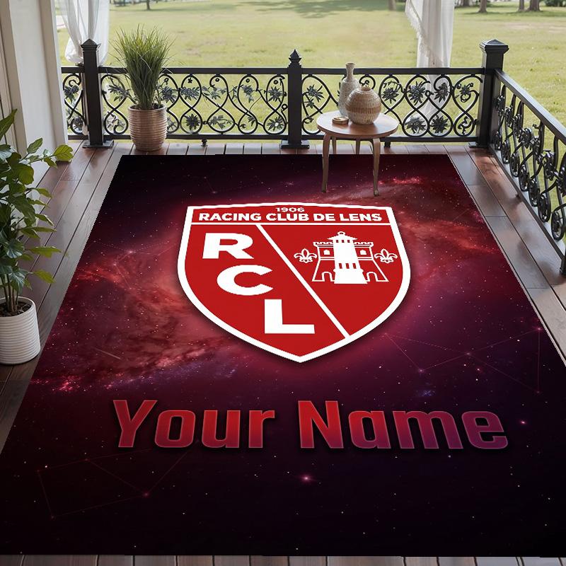 Custom Text Printed Rug Racing Club De Lens Non Slip Floor Carpet For Home Room Decor