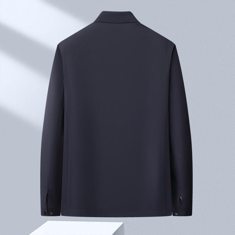 Men's Milk Silk Lapel Jacket - Business Casual Outerwear for Middle-aged and Older Men