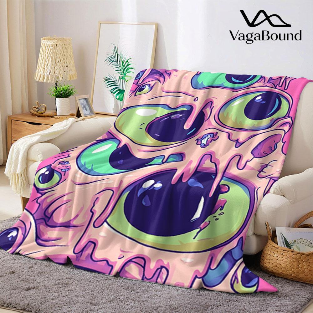 Pastel Zombie Monster Drip Printed Blanket Suitable for Sofas Beds Offices Travel Camping Chairs Warm Plush Blanket