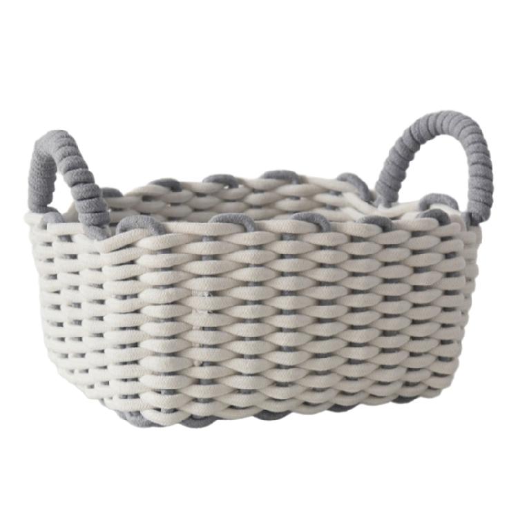 Трендовые маленькие плетеные корзины для хранения из хлопковой веревки ручной работы с удобными органайзерами домашний аксессуар для организации любой комнаты L 1840₽