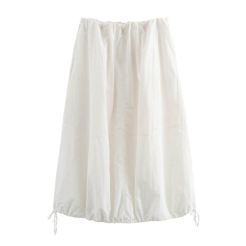 

Fashion Style 2024 Summer New Arrival Women s Clothing Fashion Nylon Balloon Style Midi Skirt Skirt 5427437 250 White L