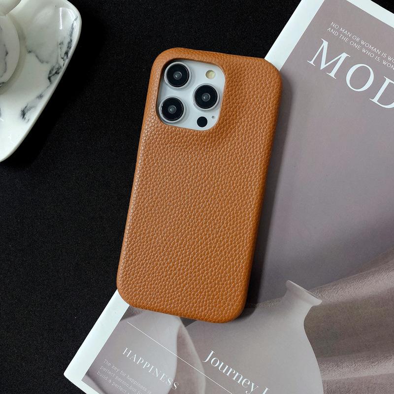 Half-wrapped Lychee Pattern, Suitable for Apple 15promax Phone Case, IPhone14 Anti-drop 13 Creative Women's Leather Case