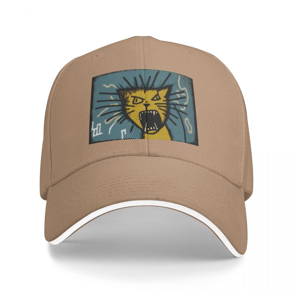 Wack crazy cat hissing yellow blue Baseball Cap dad hat Kids Hat Mens Caps Womens