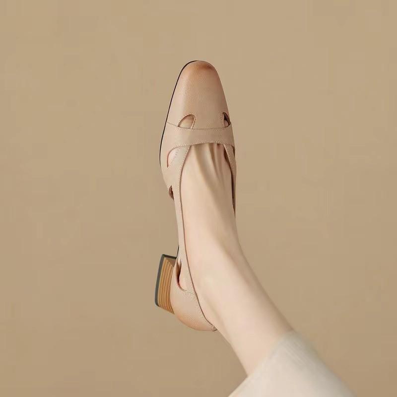 2024 NEW Summer Retro Women's Sandals Thick Heels  Fashion Elegant Shoes Women Concise High-quality