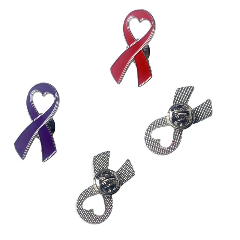 Pink Ribbon Brooch Pins Hope Ribbon Lapel Official Breast Cancers Awareness Lapel Pin for Charity Public Social Event