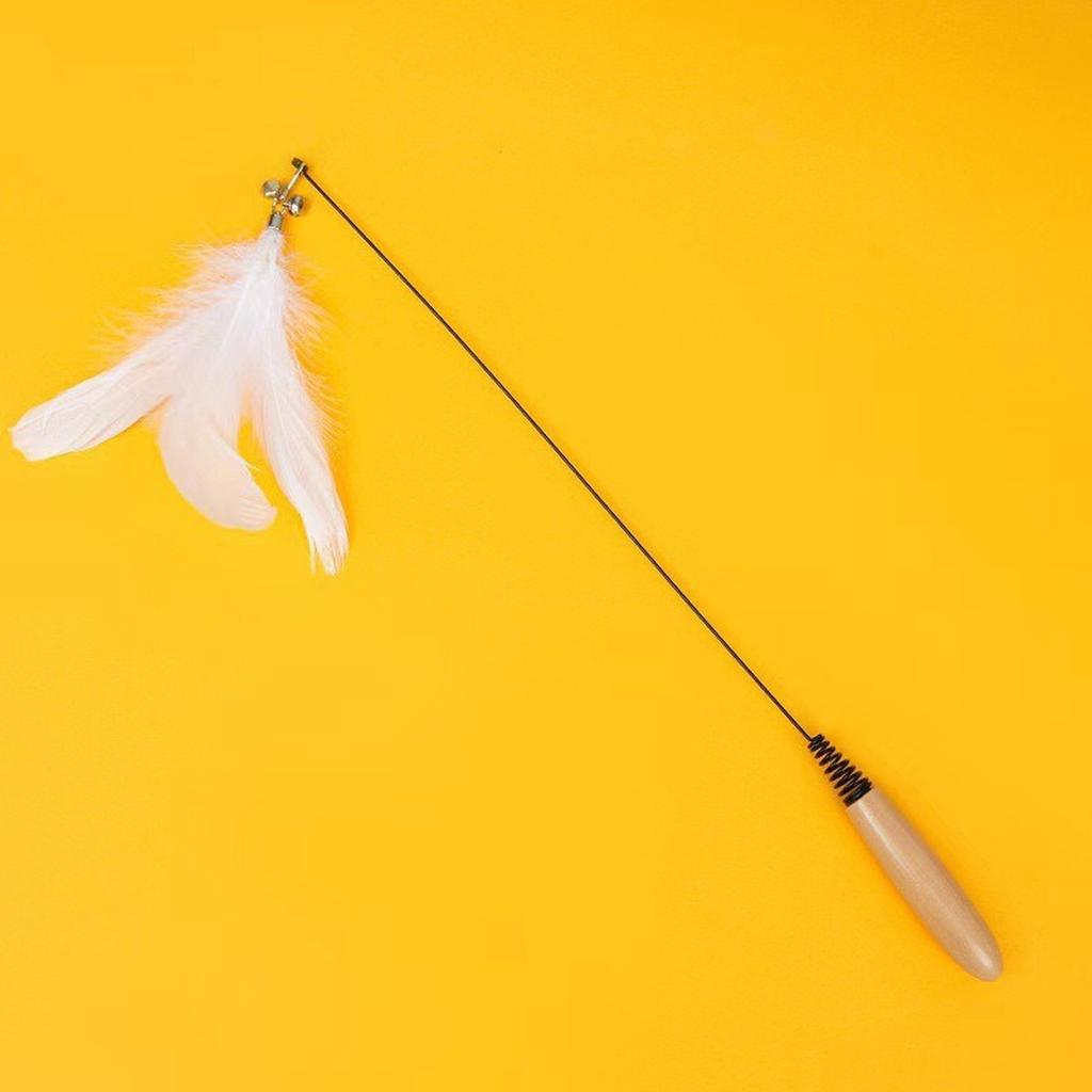 Long Rod Teaser Wand Replaceable Head Resistant Self-Play Toy