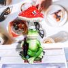 Red Mushroom Drinking Frog Statue Holding Beer Bottle Sitting Frog Resin Figurine Indoor Outdoor Garden Decoration Ornament