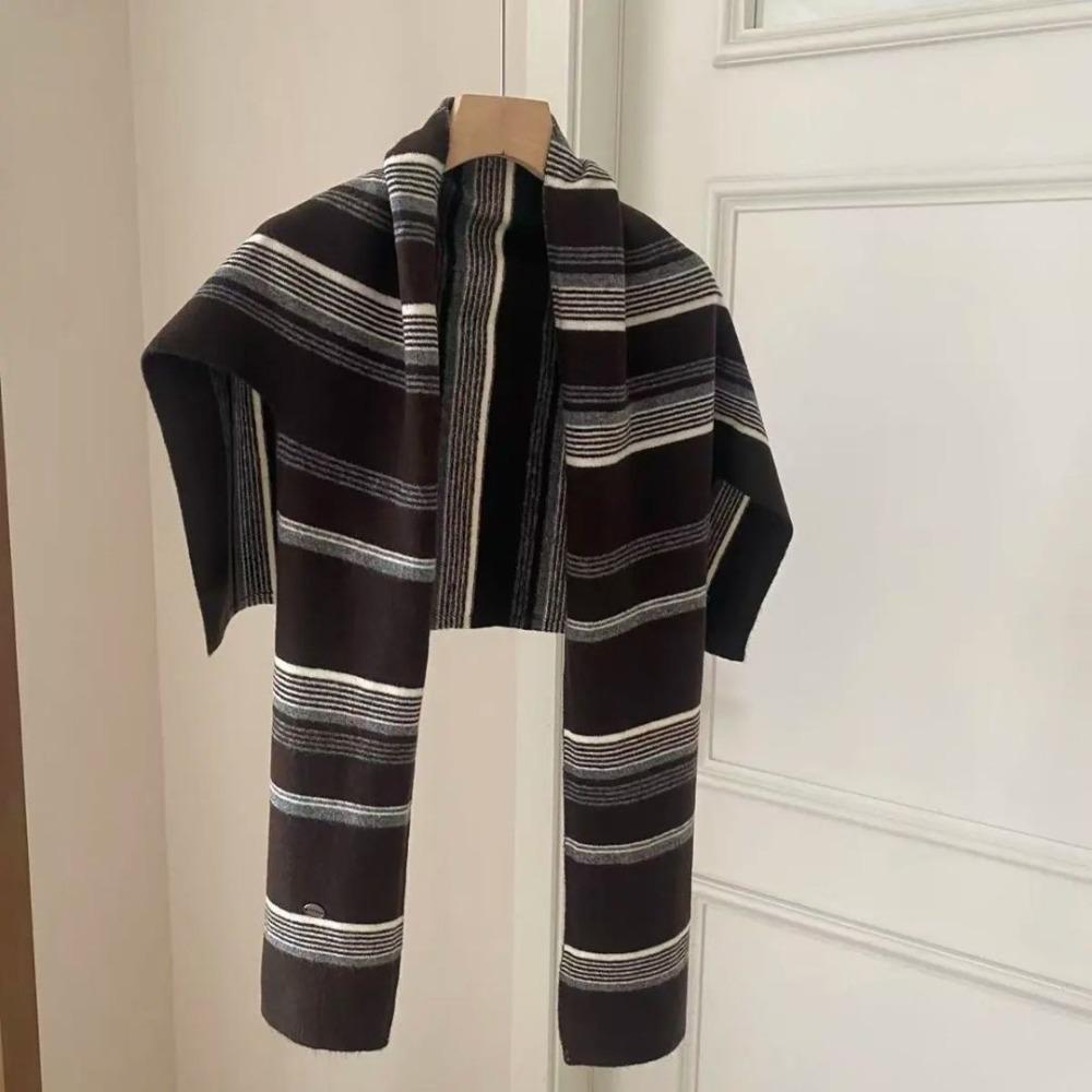 Cloak T-Shaped Striped Shawl Retro Large Wraps Retro Large Scarves Women