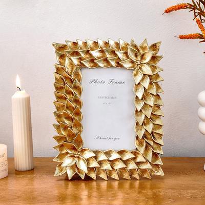European Retro-Style Golden Orchid Lace Photo Frame Antique Resin Material Photo Decoration Frame