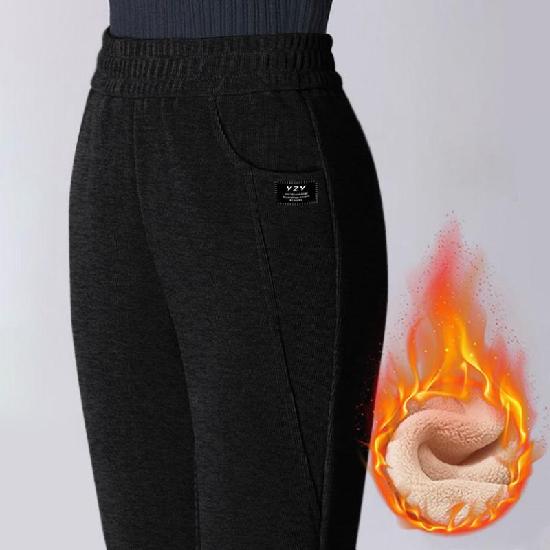 Women's Stylish Straight-Leg Fleece-Lined Pants, 2026 Autumn/Winter Collection - Eight-Tenths Length for Outdoor Wear.