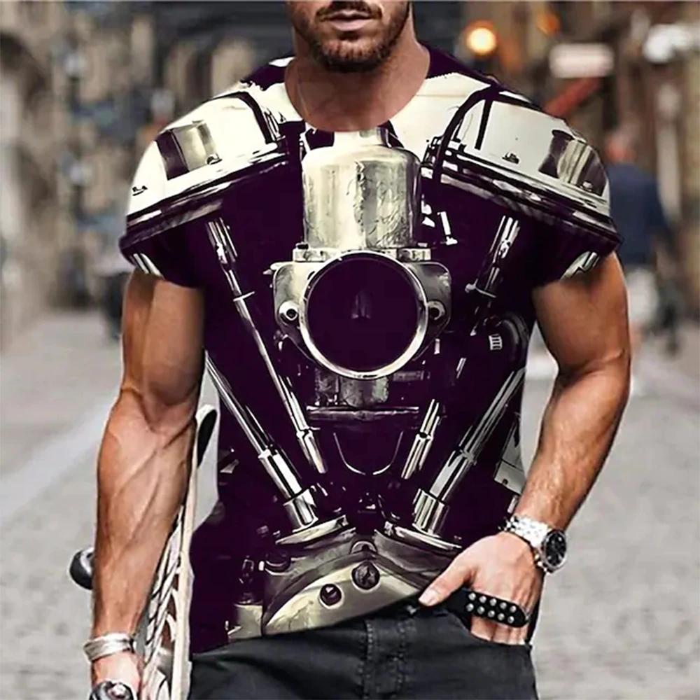 

Чоловіча футболка для чоловіків Одяг Велика футболка з тривимірним принтом Mecha Graphic, літня повсякденна мода, топи з короткими рукавами 2XL