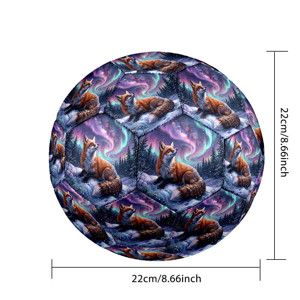 1pc Winter Fox Aurora Theme Soccer Ball Football, Size 5, Lightweight PVC, Outdoor Training Soccer Ball,Sports Gift T61463