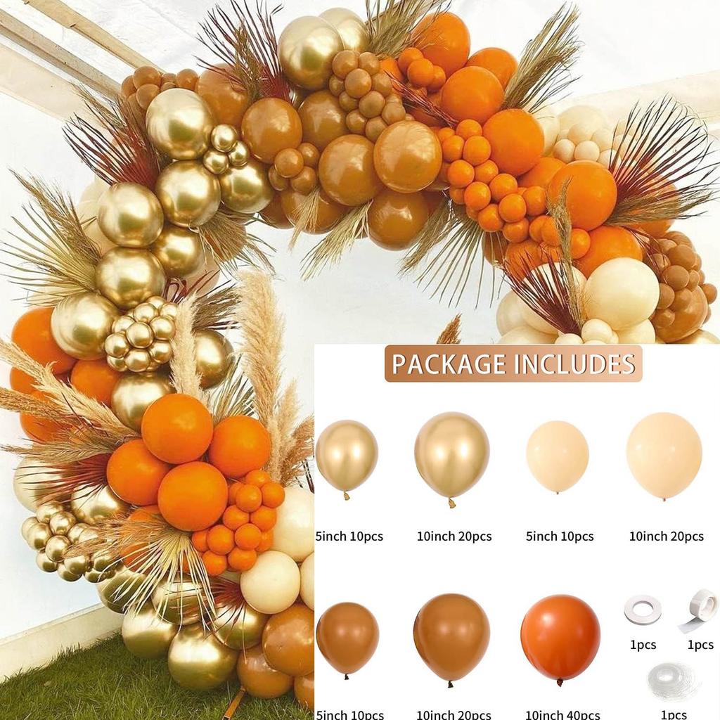 Autumn Balloon Set Orange Balloon Chain Birthday Party Arch Scene Atmosphere Birthday Arrangement