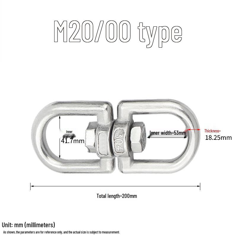 304 Stainless Steel Swivel Chain Shackle for Dog Chains and Connectors (M4, M5, M6, M8).