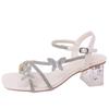 New Crystal Shoes Fashionable Versatile Casual Rhinestone Sandals Women's Skirt Open-toed High Heels