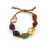 Natural Crystal Rough Stone Mesh Pocket Woven Bracelet Bracelet, Women'S Brown Rope Hand-Woven Colorful Crystal B89