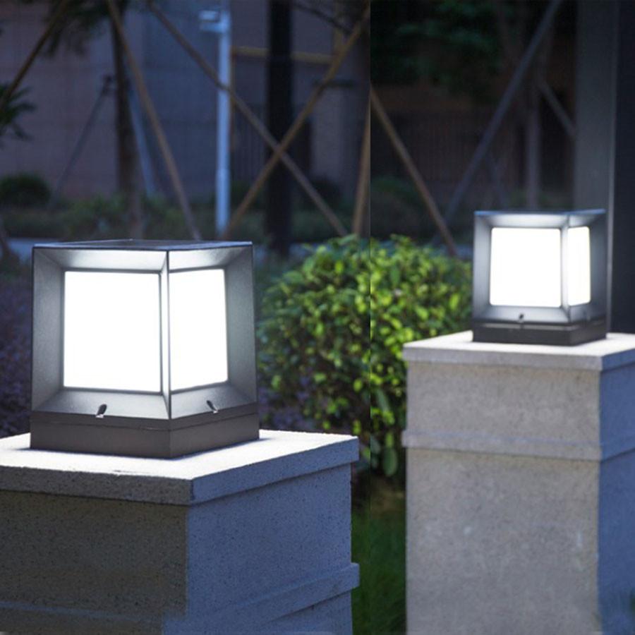 Thrisdar Aluminum Solar Pillar Light Outdoor Nordic Garden Villa Courtyard Coffee Bollard Light Fence Front Door Pillar Light