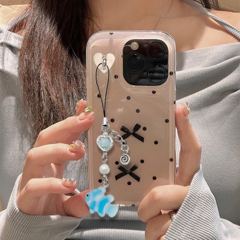 Sweet Small Fish Bead Phone Charm Straps Car Key Hangings Pendants Fashion Bag Decoration Lanyard Purse Accessories
