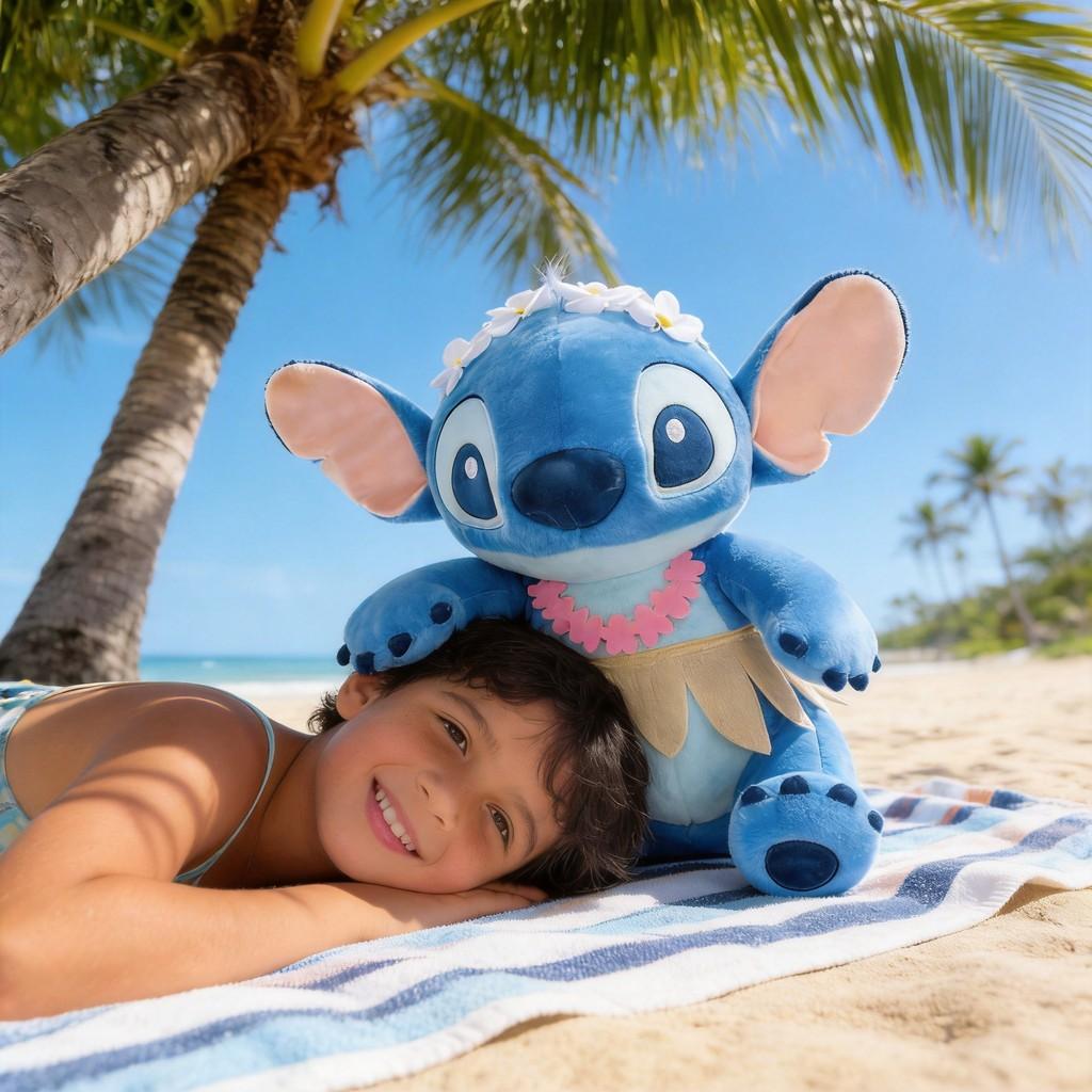 Peluche Lilo & Stitch in Materiale Peluche Corto per Decorazione Vacanze Estive