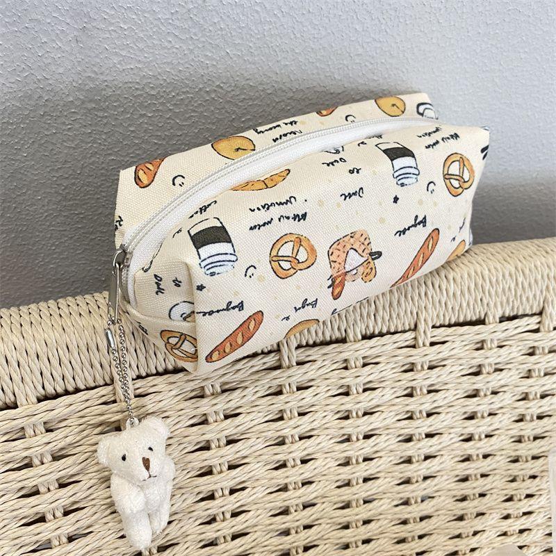 Simple Self-made Food Printed Pencil Case Cute Fresh Girlish Large-capacity Multifunctional Storage Bag Stationery Bag