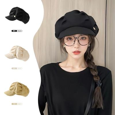 Cloud Beret Women's Summer Versatile Face Small Bud Painter Hat Big Head Circumference Hat Tide