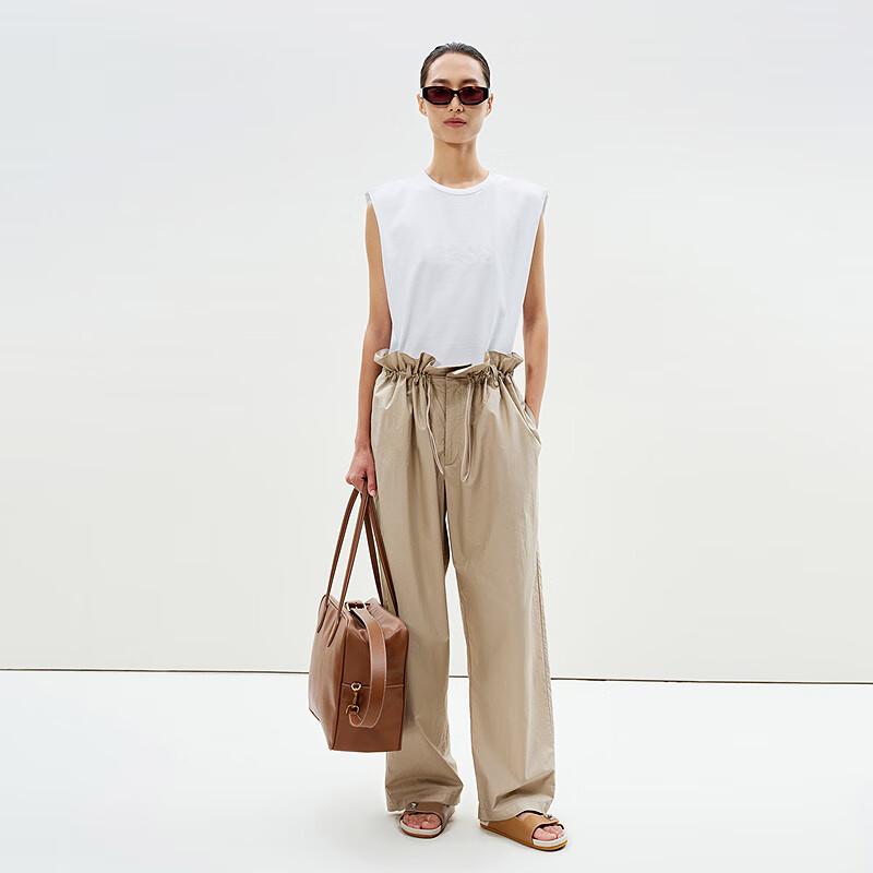 LESS 2025 Summer Cotton Loose Straight Trousers